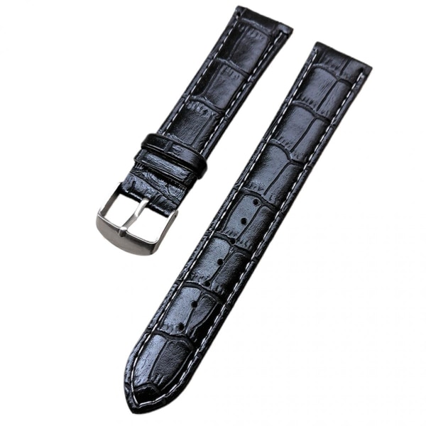 16mm Krokodilpräglat Läderarmband Svart