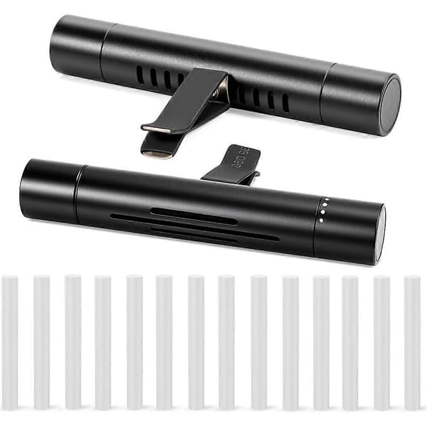 [RM] 2-pakning bil-essensielle oljediffusere med 15 påfyllingspinner, luftfrisker for ventilasjonsklips for bil, aroma duftdiffuser Black