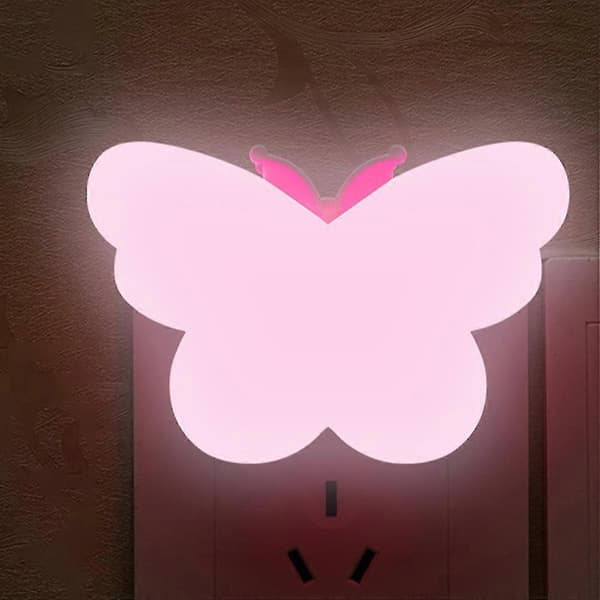 [RM]Sommerfugl Natlampe Sensor til Børneværelse 3 Stk. Pink LED Stik-i Lys Sæt