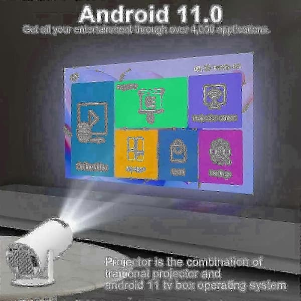 5G 4K Smart Projektor med WiFi Bluetooth HDMI USB Android til Kontor og Hjemmebiograf LED Display Bærbar Enhed