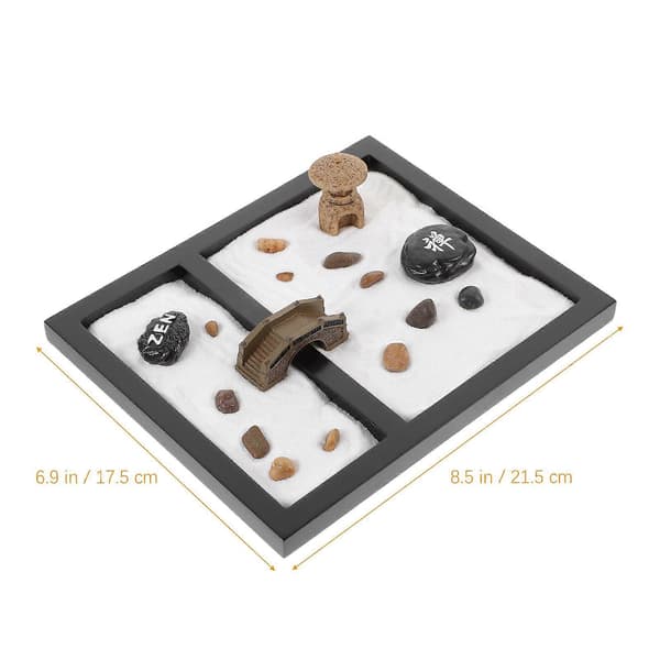 [RM]Meditationshave Miniatyrlandskab til Dekoration Sort Sandbord