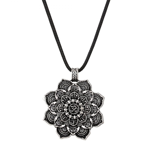 Halsband med hänge, Livets blomma, Rund, Enkel, Militär, Armé, Klassisk Legeringskedja 60cm