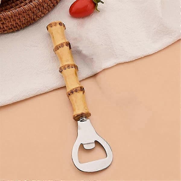 4-pak bambusflaskeåbnere, bærbare til hjemme- og restaurantbrug