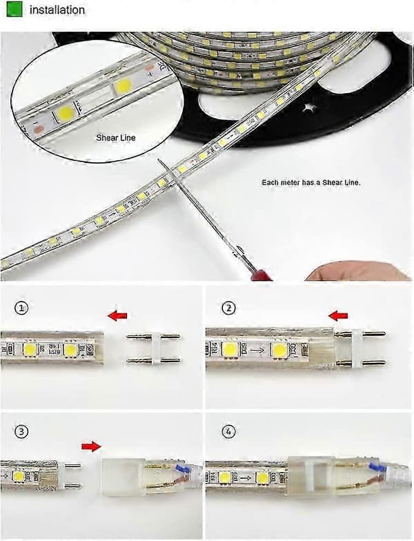 LED-stripe, vanntett LED-stripe, lysende LED-stripe 220v, 5050 IP65 vanntett LED-stripe, varmhvit (6m)-God