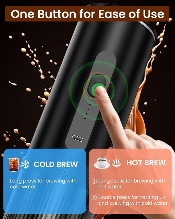 [RM]Portable espresso machine, USB-C rechargeable, compatible with NS capsule coffee