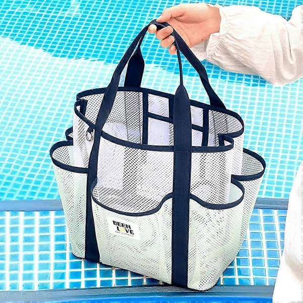 Ekstra store strandtasker, net-strandtasker rejsetaske med flere lommer, rejsetaske med stor kapacitet Light Pink
