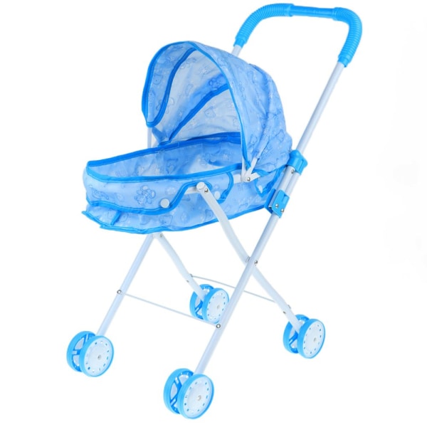 Hopfällbar Mini Barnvagn Leksak Barnvagn Leksak Låtsaslek Leksaker Blå