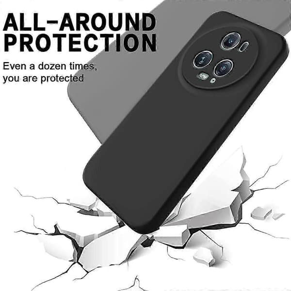 [RM] Stöttåligt mobilskal i flytande silikon med enfärgad design Black For Honor Magic5 Pro