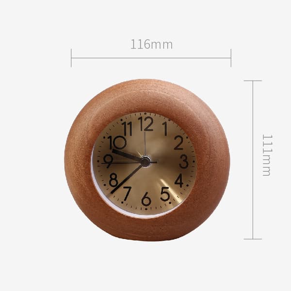 [RM]Small Round Egg Alarm Clock Retro Wooden Luminous Creative Silent