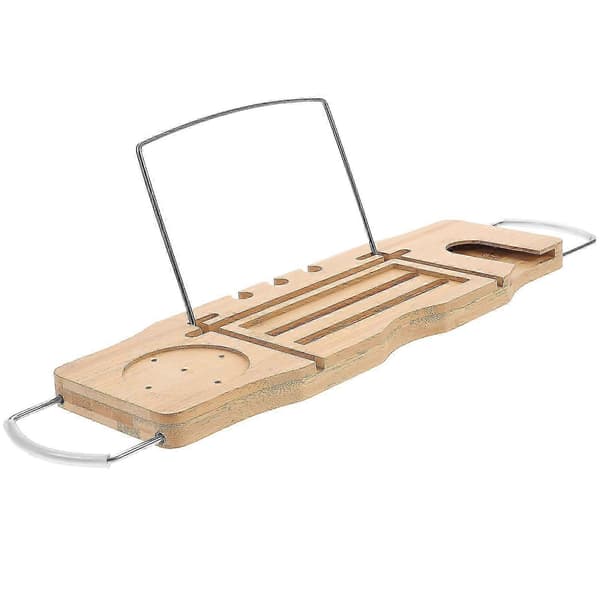 [RM]Justerbart Bambus Badekarbrett Khaki for Hjemmebruk med Utvidbar Design