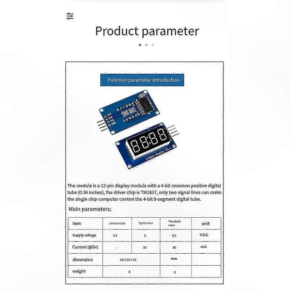 4-cifret LED-displaymodul til Arduino, 0,36\" 7-segment rød anode-uret med seriel driver
