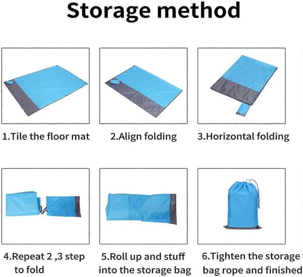 Strandtæppe, picnictæppe, sandfrit strandmåtte vandtæt letvægts 79 x 83 tommer foldbart bærbart lommetæppe overdimensioneret picnictæppe camping