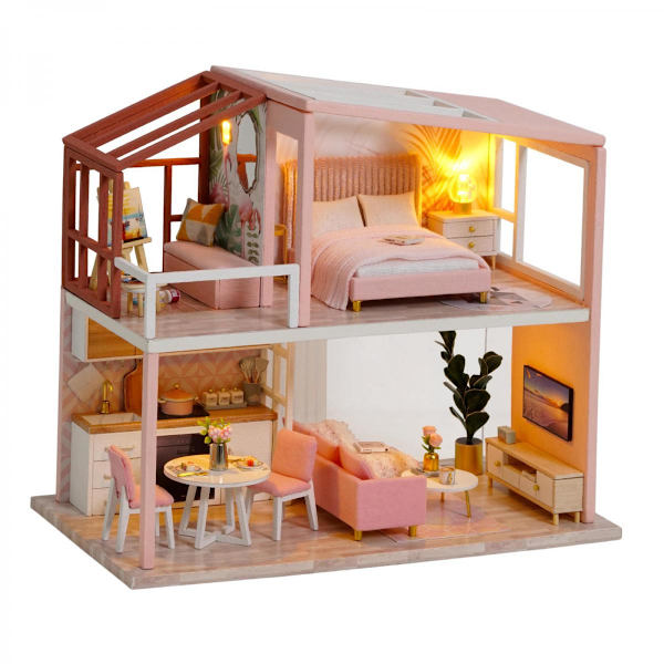 1/24 Skala DIY Trä Dockhus Miniatyr Dockhus Möbler Kit Stil3