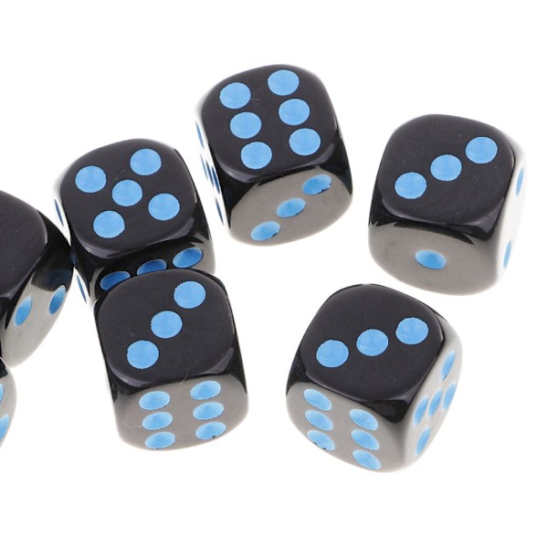 10 st d6 tärningsset för dungeons and dragons rpg brädspel blå svart