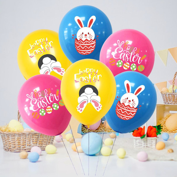 Farfi 40cm Partyballonger Kanintryck Bokstavsmönster Dekorativa Färgglada Hög Elasticitet Dekorera Inte Lätt Att Explodera Olika Färger Ägg Påskboll 10