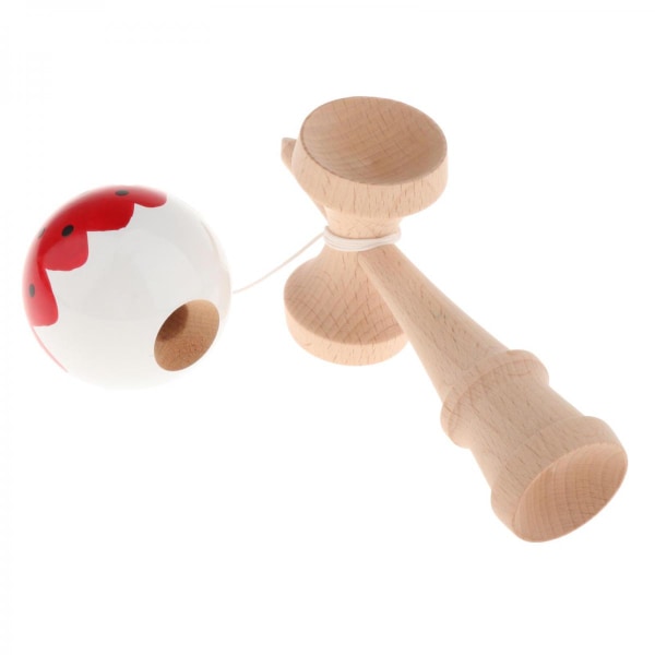 Kendama Traditionell Trä Skill Ball Balansleksak Barn Nybörjare Röd Vit