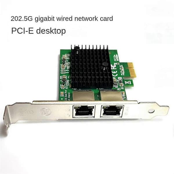 2-ports 2.5G PCIe netværkskort 2.5 Gigabit Ethernet-adapter RTL8125BG Chip PCI-E Ethernet LAN-adapter til stationær pc