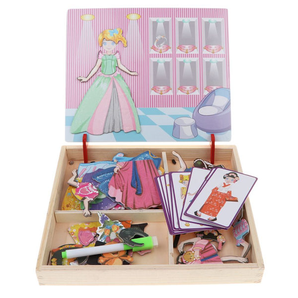 Magnetisk bok pussel barn pedagogisk leksak prinsessa utklädningsset