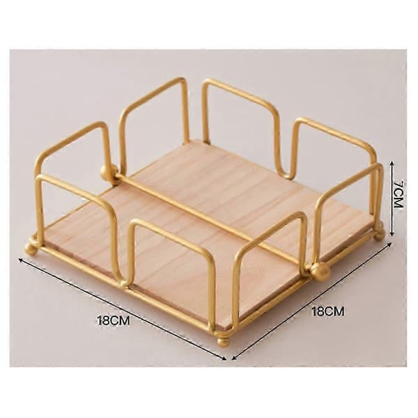Moderne serviettbeholder med trebunn, elegant design for spisebord, solid og dekorativ holder Gold
