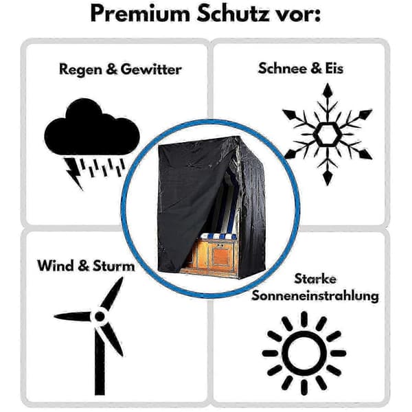 Strandstolsovertræk til udendørs beskyttelse - Vandafvisende og UV-resistent black