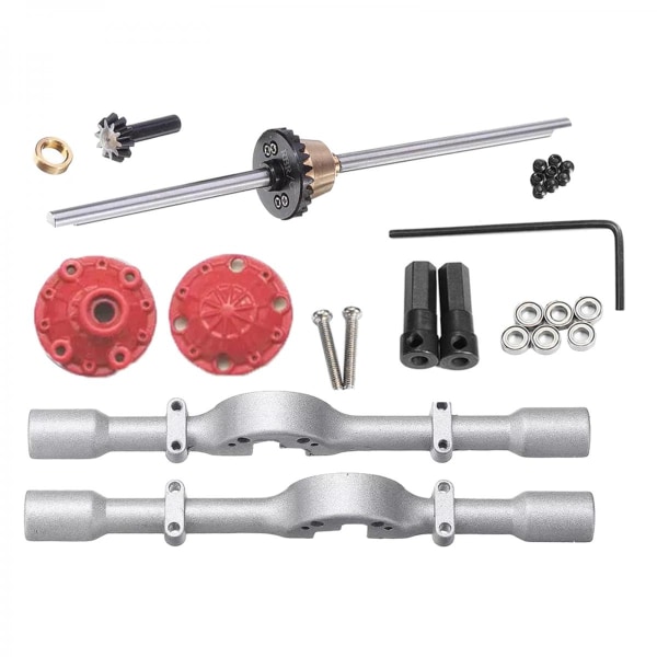 Bakaxelhus Set För WPL D12 B14 C24 C34 4WD RC Truck Uppgraderingar Silver