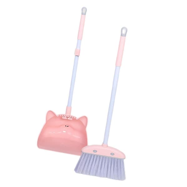 Barnstädning Sopkvast Sopskyffel Set Barn Sopande Husstädning Leksaksset Rosa