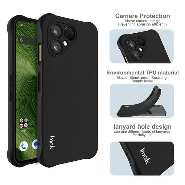 TKdaddy IMAK til Fairphone (Gen. 6) Deksel TPU Mobilskall Airbag Støtsikker Beskyttelse Matt Svart