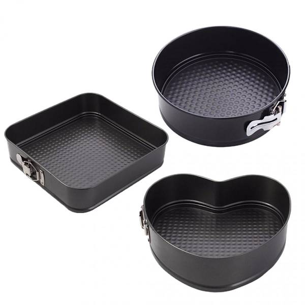 3 st Runda Fyrkantiga Hjärtformade Non-Stick Kakformar