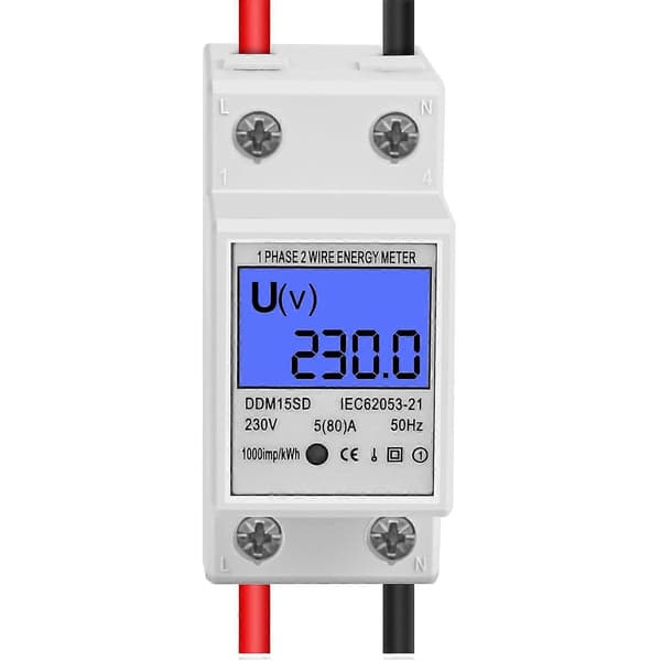 Enkeltfaset elmåler, digital effektmåler med LCD-display, 5(80)A 220V 50Hz digital elmåler, 8*3.6cm, P