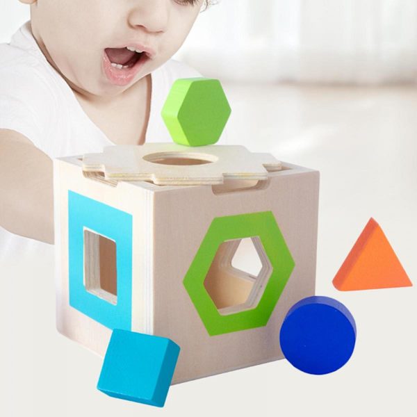 Låsbox i trä Montessori Babysensoriska leksaker