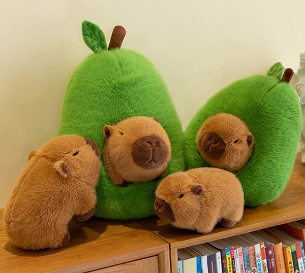 [RM] Capybara in Avocado Plush Soft Fluffy Hideaway Plush Pillow 46cm