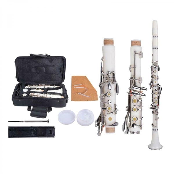 17 tangent B platt klarinett med case, vass, handskar, vass Musikklämma Instrument Tillbehör för nybörjare startpaket