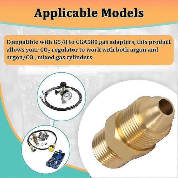 Han G5/8 til Han CGA580 adaptere til argon-, nitrogen-, CO2-, helium- og neongasflasker Gold