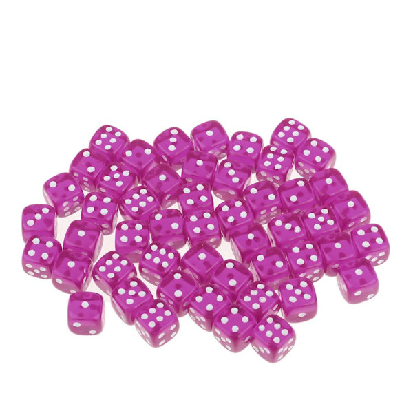 50 st Akryl Sexsidiga Tärningar 12mm D6 Tärningar För D U0026 D Dnd Rpg Brädspel Lila