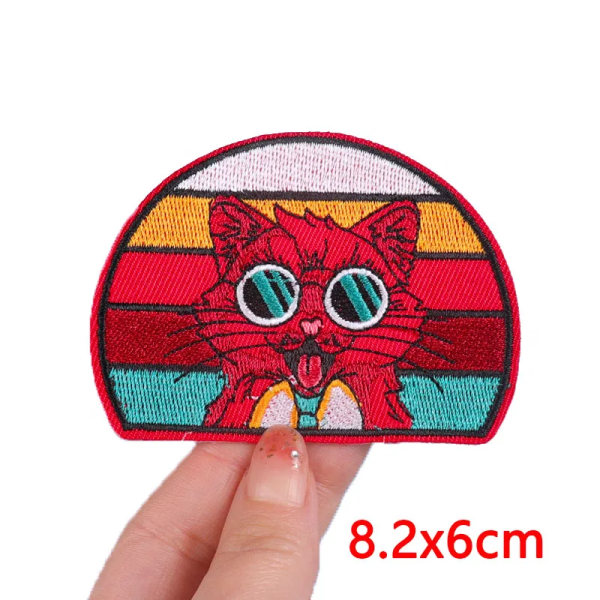 Rolig Katt Avokado Patch Tecknad Sy Applikation Stryk På Märken För Kläder Strykdekaler 5 ST PE6082CT