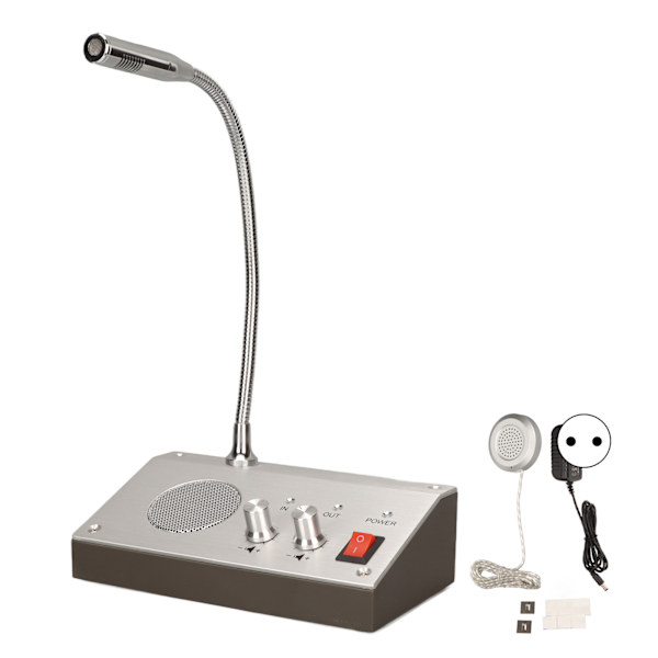 [RM]Window Speaker System Silver Bidirectional Automatic Control Pure Sound Intercom System for Bank 100‑240V EU Plug