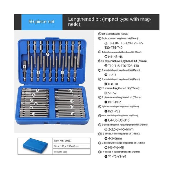 Sikkerhetsbitssett Skrutrekkerbits 1/4 Skrutrekkerbits Langt Sett Torx Flat Head Hex Driver Bits For H