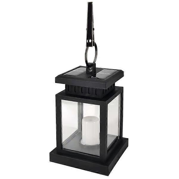 Matte Svart Utendørs Dekorative Solcellelykter med LED-stearinlys Vanntett Flakkende Effekt (15 cm høy)