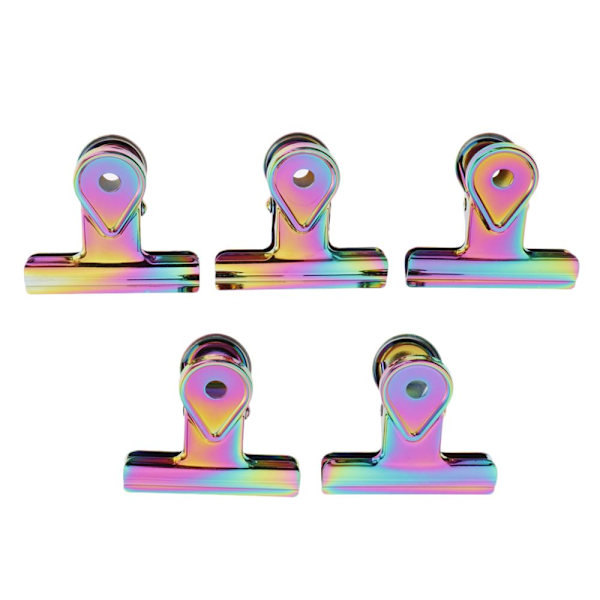 5 st Regnbågsfärgade Bulldog Gem Klämmor Kontorspärmklämma 5 cm