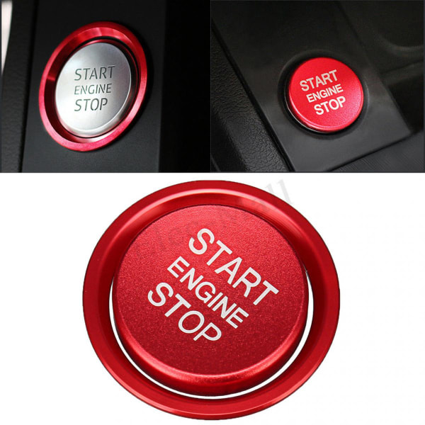 Motor Start Stopp Tändningsknapp Cover Trimdekal för Audi A4L/A6L/Q5 Röd