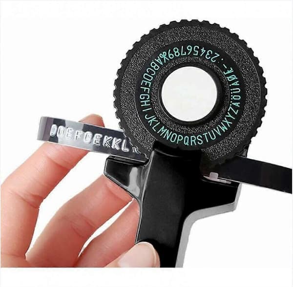 3D-etikettskrivare, liten modell, manuell, DIY-textmaskin, för DYMO, svart tejp