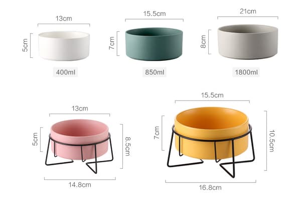 [RM]Ceramic Pet Bowl - Phoesky - Automatic Feeder - Cervical Spine Protection - White - 400ml