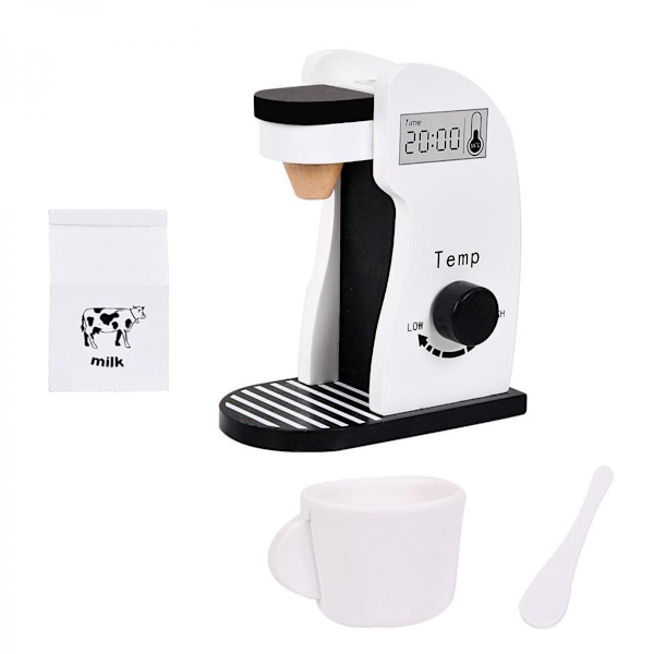 Kaffebryggare, med Kopp, Kaffebryggare, Sked och Mjölkflaska, Låtsaslek Köksleksaker för Barn Kaffemaskin Mixer Spis Leksaker