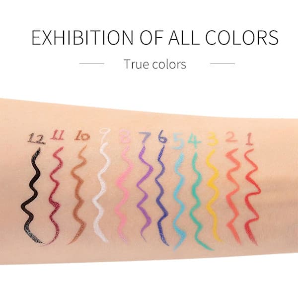 [RM]12-pack Matte Rainbow Liquid Eyeliner Set, Waterproof Highly Pigmented Eyeliner Pencil Set