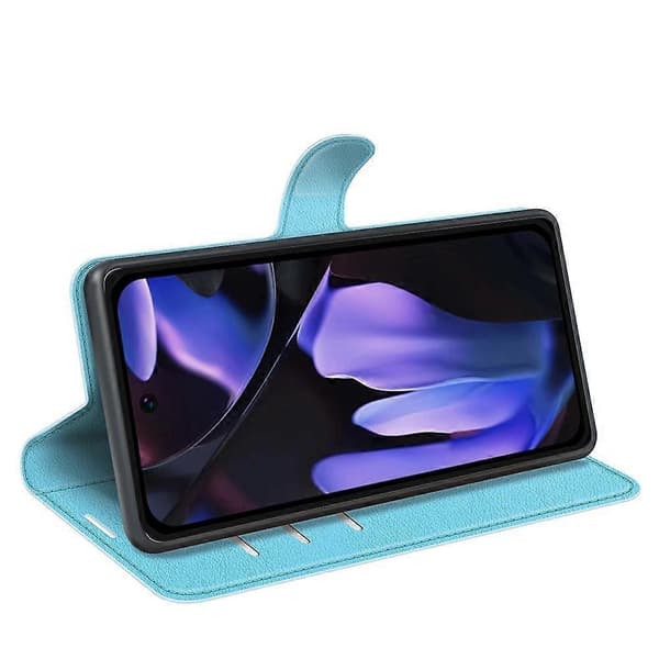 [RM] Litchi læder-telefonetui til Google Pixel 9a Blue For Google Pixel 9a