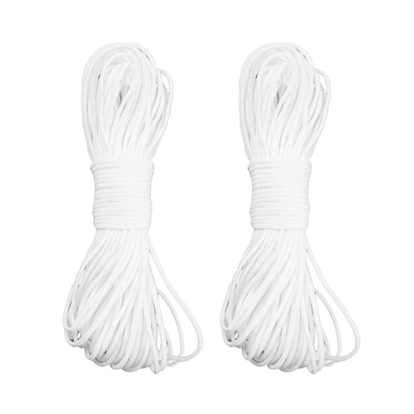 2 Stycken Elastisk Snöre Midjeband Vit Kantband Sömnadssömmar 2,5mm
