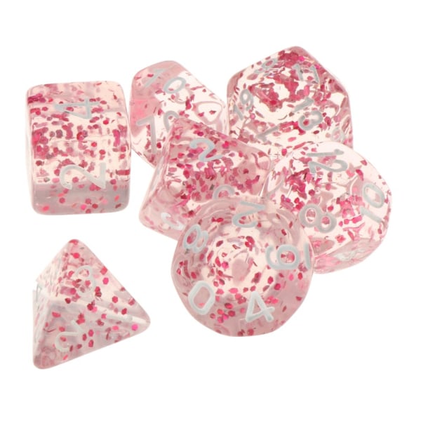 7-delars Polyedriskt Akryl Tärningsset, Brädspel, Transparent Rosa