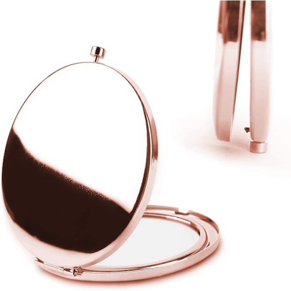 Kompakt Förstoringsspegel För Handväskor, Vikbar Mini Dubbelsidig Resesminkspegel, Perfekt För Handväska, Ficka Och Resor Rose Gold