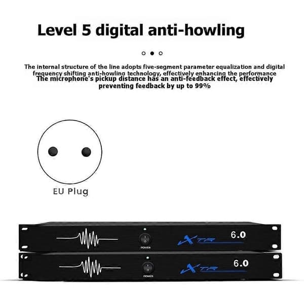 XTR 6.0 Digital Audio Processor med Digital Feedback Suppressor Seks-trins Frekvensforskydning til at Undertrykke Feedback EU Black Eu plug