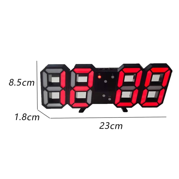 Digital Väggklocka LED Elektronisk Present Väckarklocka Intelligent 3D Digital Klocka Väckarklocka red